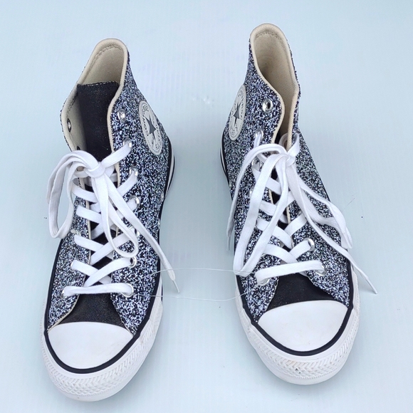WOW💝CONVERSE CTAS Glitter Platform Hightops in Silver Glitter NEW - Picture 4 of 16
